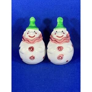 Vintage Round Clown Salt and Pepper Shaker Set